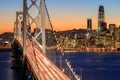 San Francisco Bay Bridge and Skyline at dusk. Royalty Free Stock Photo