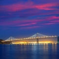 San Francisco Bay Bridge at sunset from Pier 7 California Royalty Free Stock Photo