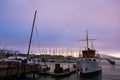 Boats docked at Dusk in San Francisco Bay, California Royalty Free Stock Photo