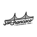 San Francisco. Black and white lettering design. Decorative inscription. Vector and illustration.