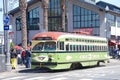 San Francisco Muni F line trolley at Fisherman`s Wharf