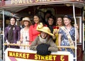 Participants at the 150th anniversary of the first cable car ride in San Francisco, CA