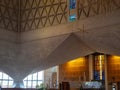 Central cross crucifix hanging and stained glass at Cathedral Of Saint Mary Of The Assumption