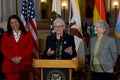 Jeanne Rizzo and Pali Cooper speaking at a Press Conf for the 20th anniversary of the Winter of Love