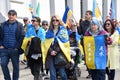 Participants at the Unite for Ukraine March in San Francisco, CA