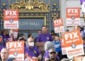 Burt Wilson, president of the SEIU 1021 911 dispatch chapter speaking at Union Workers Rally