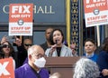 Connie Chan, SF Supervisor D1 and BOS budget chair speaking at Union Workers Rally