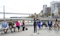 Lieutenant Governor Eleni Kounalakis speaking about the waterfront flood study and flood measures to address sea level rise Royalty Free Stock Photo