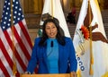 Mayor London Breed, speaking at a Press Conf for the first anniversary of Bay Area Abortion Rights Coalition