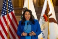 Mayor London Breed, speaking at a Press Conf for the first anniversary of Bay Area Abortion Rights Coalition