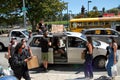 Protestors preparing for the George Floyd Black Lives Matter protest