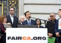 City Attorney David Chiu speaking at an Affordable Housing Press Conference in front of City Hall Royalty Free Stock Photo