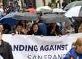 Lieutenant Governor Eleni Kounalakis participating in a March Against Anti-Semitism up Market Street to Civic Center Royalty Free Stock Photo