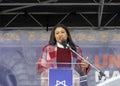 Mayor London Breed speaking at a Rally Against Anti-Semitism at Civic Center Royalty Free Stock Photo