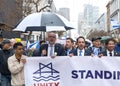 Politians and Unidentified participants in a March Against Anti-Semitism up Market Street to Civic Center Royalty Free Stock Photo