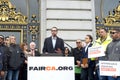 State Senator Scott Wiener speaking at an Affordable Housing Press Conference in front of City Hall Royalty Free Stock Photo