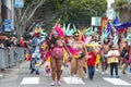 Unidentified participants in the 45th annual Carnaval Grand Parade in San Francisco, CA