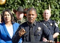 Police Chief William Scott speaking at a Press Conf in Union Square discussing the Safe Shopping Initiative