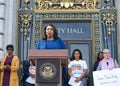 Mayor London Breed speaking at a Press conf in San Francisco, CA