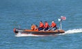 Coast Guard boat with crew in water Royalty Free Stock Photo