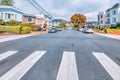 SAN FRANCISCO, CA - October 22, 2021, one of the many streets in the Sunset area in bright sunny weather, photograph processed in