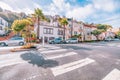 SAN FRANCISCO, CA - October 22, 2021, one of the many streets in the Sunset area in bright sunny weather, photograph processed in