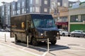 Parked UPS delivery truck on city street Royalty Free Stock Photo