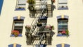 SAN FRANCISCO, CA, UNITED STATES OF AMERICA - OCTOBER, 27, 2017: fire escape stairs on a building in san francisco