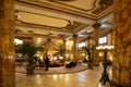 San Francisco, CA / United States - August 25, 2019: Interior shot of the lobby of the historic Hotel Fairmont San Francisco