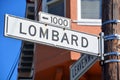 Lombard Street sign is an east-west street in San Francisco Royalty Free Stock Photo