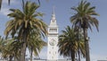 SAN FRANCISCO, CA, USA- FEBRUARY, 17, 2020: clock tower of the ferry building in san francisco Royalty Free Stock Photo