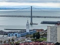 San Francisco, CA USA - Ferry Building and Bay Bridge Royalty Free Stock Photo