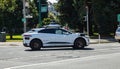 San Francisco, CA, USA - Sep 13, 2023: Autonomous vehicle from VAYMO on one of San Francisco\'s streets Royalty Free Stock Photo