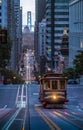 San Francisco Cable Car on California Street in twilight, California, USA Royalty Free Stock Photo