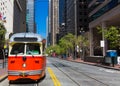 San Francisco Cable car Tram in Market Street California Royalty Free Stock Photo