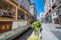 San Francisco, California - August 6, 2017: San Francisco vintage public cablecar in Market Street