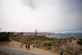 San Francisco, California - August 9,2016 : Unidentified tourist walk around Chrissy Field recreation area to view Golden Gate