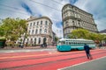 San Francisco, California - August 6, 2017: Vintage Old Tram in Market street on a summer day Royalty Free Stock Photo