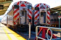 San Francisco, California: Caltrain train at the San Francisco Caltrain station Royalty Free Stock Photo