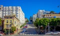 San Francisco, California - February 11, 2017: Beautiful touristic view of the iconic Lombard street hill in downtown Royalty Free Stock Photo