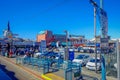 San Francisco, California - February 11, 2017: Beautiful touristic view of Pier 39 in the popular and cultural downtown Royalty Free Stock Photo