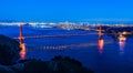 Night panoramic view of San Francisco and the Golden Gate Bridge Royalty Free Stock Photo