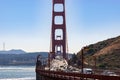 Traffic and people on the iconic Golden Gate Bridge in San Francisco California Royalty Free Stock Photo