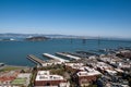 SAN FRANCISCO, CALIFORNIA - SEPTEMBER 9, 2015 - View of the Oakland Bay Bridge and Yerba Buena Island from Coit Tower Royalty Free Stock Photo