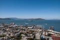 SAN FRANCISCO, CALIFORNIA - SEPTEMBER 9, 2015 - View of Pier 39 and Alcatraz Island from Coit Tower Royalty Free Stock Photo