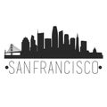 San Francisco California Skyline. Silhouette City Design Vector. Famous Monuments Travel Landmark. Royalty Free Stock Photo