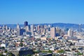 San Francisco, skyline, Corona Heights, hill, hilltop, aerial view, California, United States of America, Transamerica Pyramid Royalty Free Stock Photo