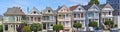 San Francisco, Painted Ladies, architecture, victorian house, California, United States of America, Usa, Alamo Square, panoramic Royalty Free Stock Photo