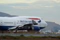 SAN FRANCISCO, CALIFORNIA, UNITED STATES - NOV 27, 2018: British Airways Boeing 747-400 on the tarmac at San Francisco Royalty Free Stock Photo