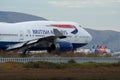 SAN FRANCISCO, CALIFORNIA, UNITED STATES - NOV 27, 2018: British Airways Boeing 747-400 on the tarmac at San Francisco Royalty Free Stock Photo